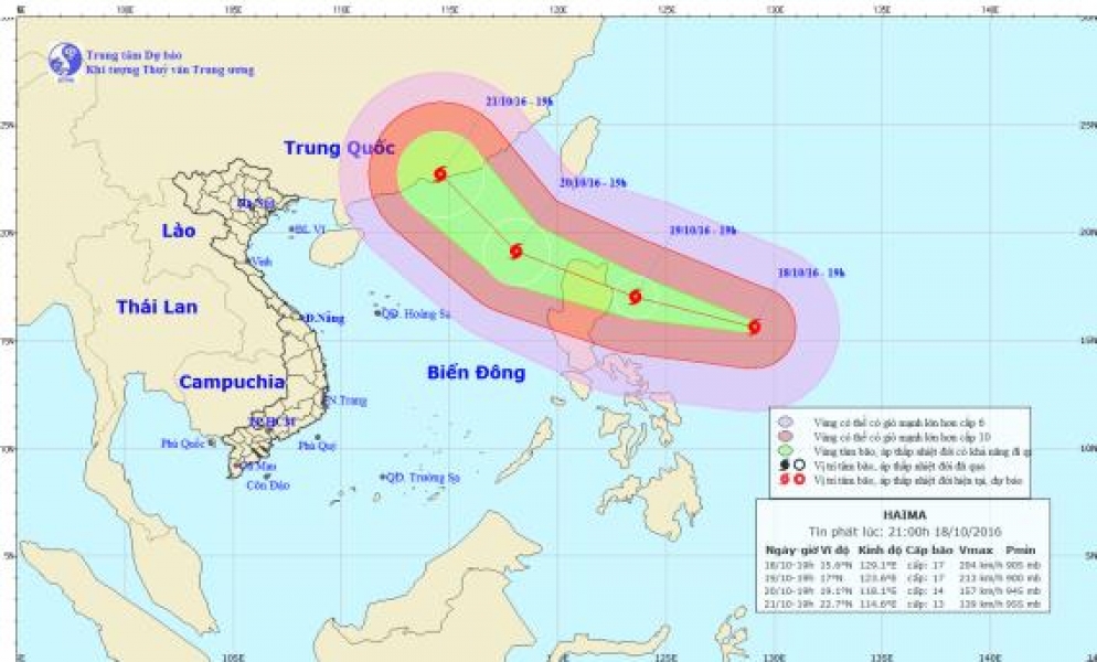  TIN PHÁT LÚC 21H NGAỲ 18/10/ 2016 TIN VỀ SIÊU BÃO HAIMA