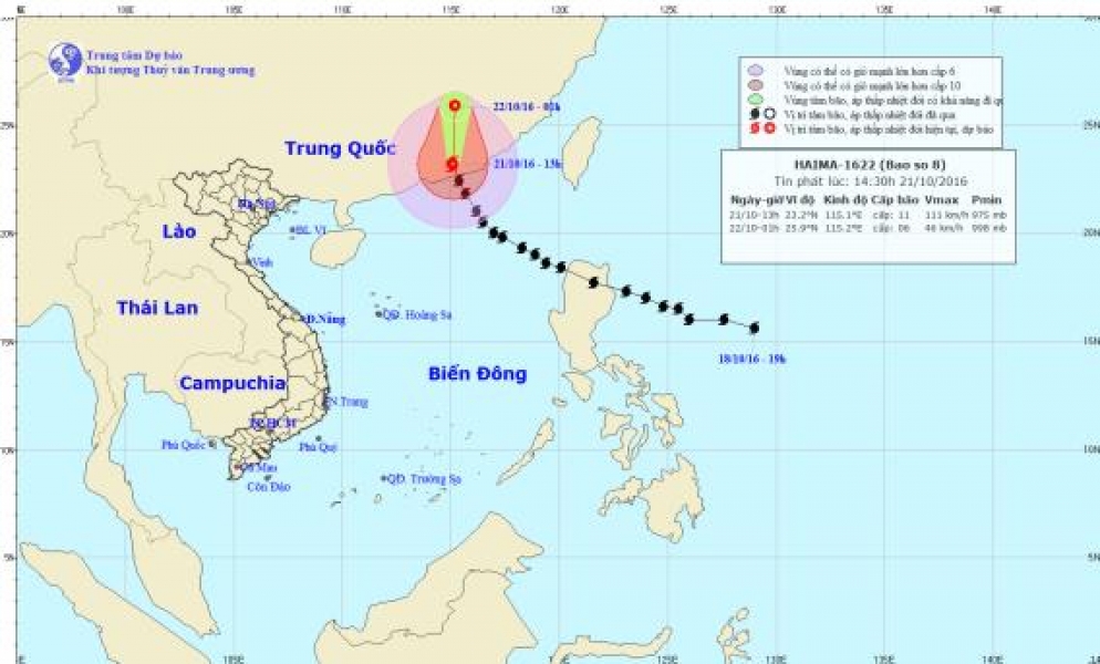 TIN PHÁT LÚC 14H30 NGÀY 21/10/2016 TIN BÃO TRÊN ĐẤT LIỀN (CƠN BÃO SỐ 8)